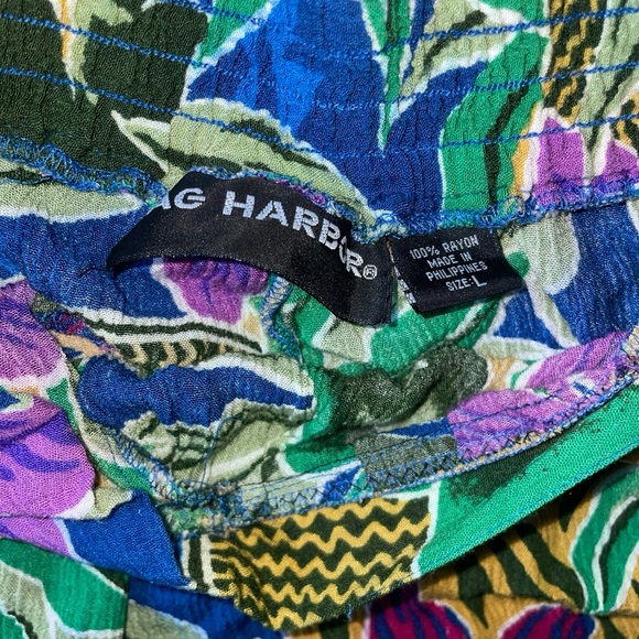 Sag Harbor Vintage Skirt Large Floral Tropical Cottage Y2K Stretch Waist Rayon - Picture 3 of 8